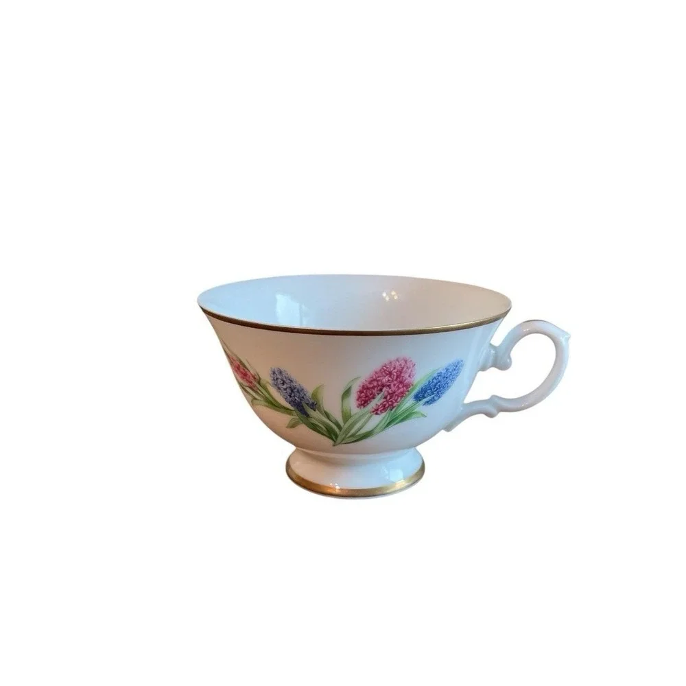Franklin Porcelain 1981 Hyacinth Teacup Saucer Stand Ronald Van Ruyckevelt Japan
